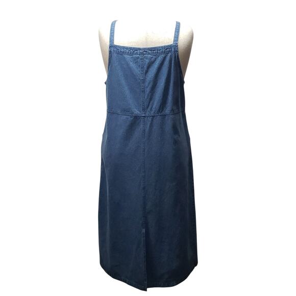 Denim & Co. Vintage Blue Denim Overall Maxi Dress Size L Farmhouse Boho Style - Picture 3 of 13